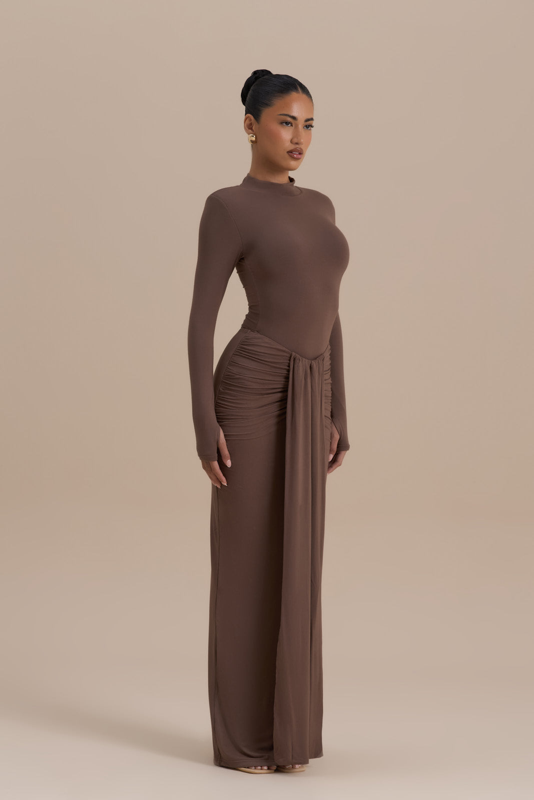 Hazel Doe Sable Chocolate High Neck Zip Back Second Skin Bodysuit 04