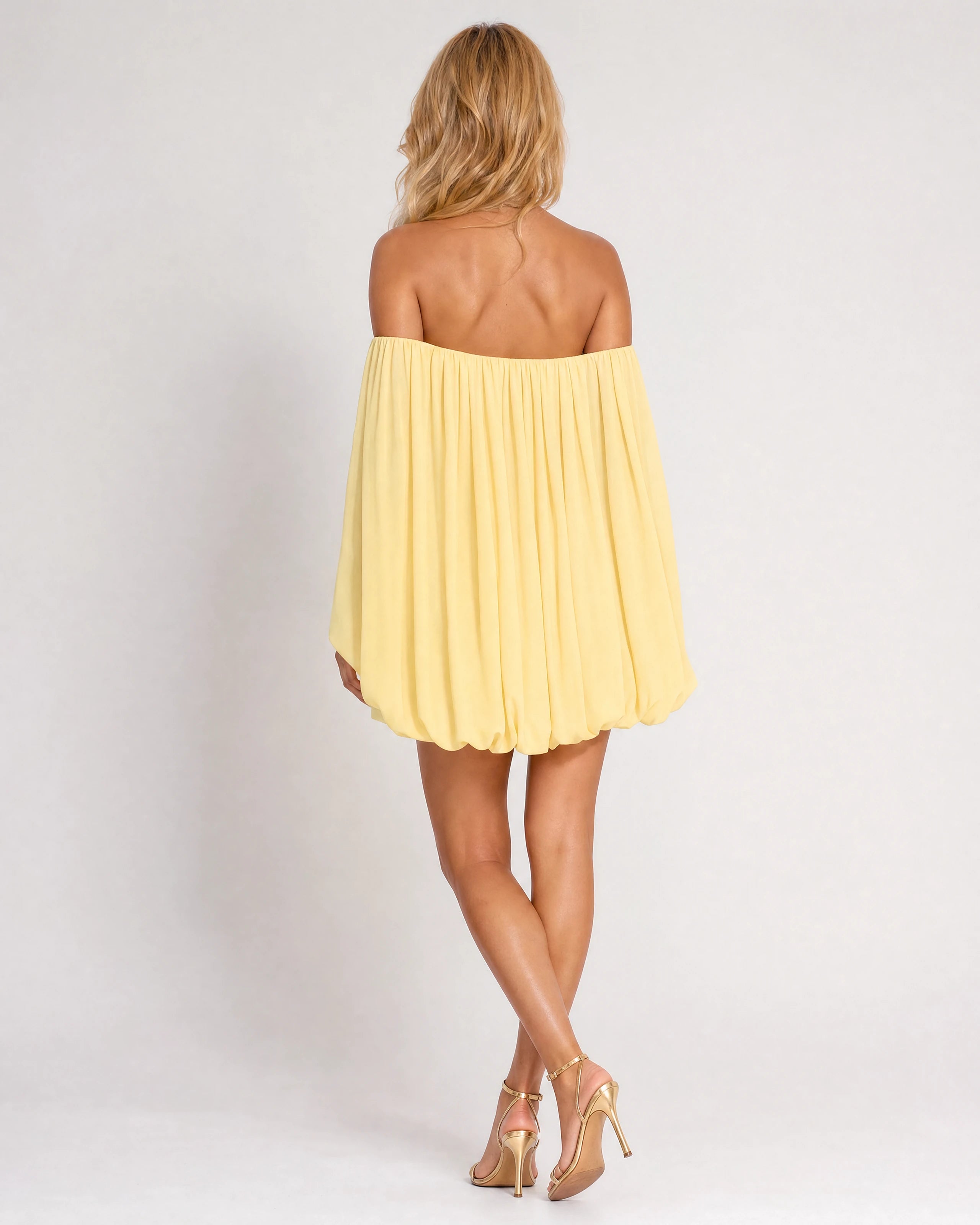 Eloise butter yellow mini dress - caped back