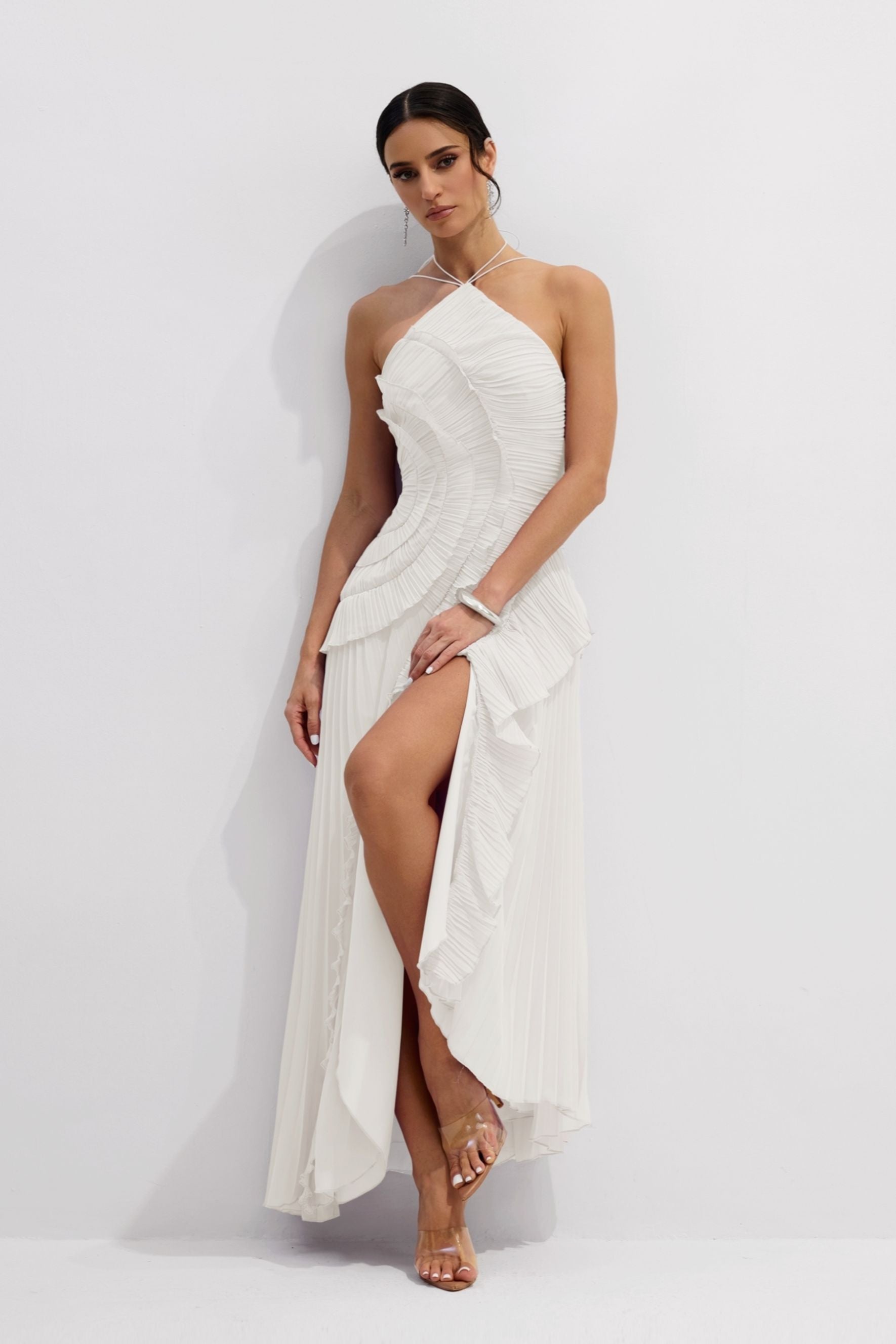 Aveline White maxi dress, alternate front view