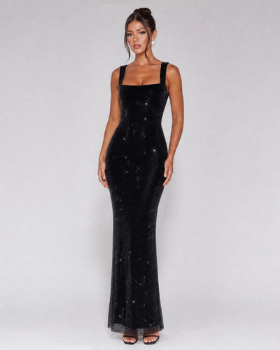 Aurelia | Rhinestone Sheer Maxi Gown