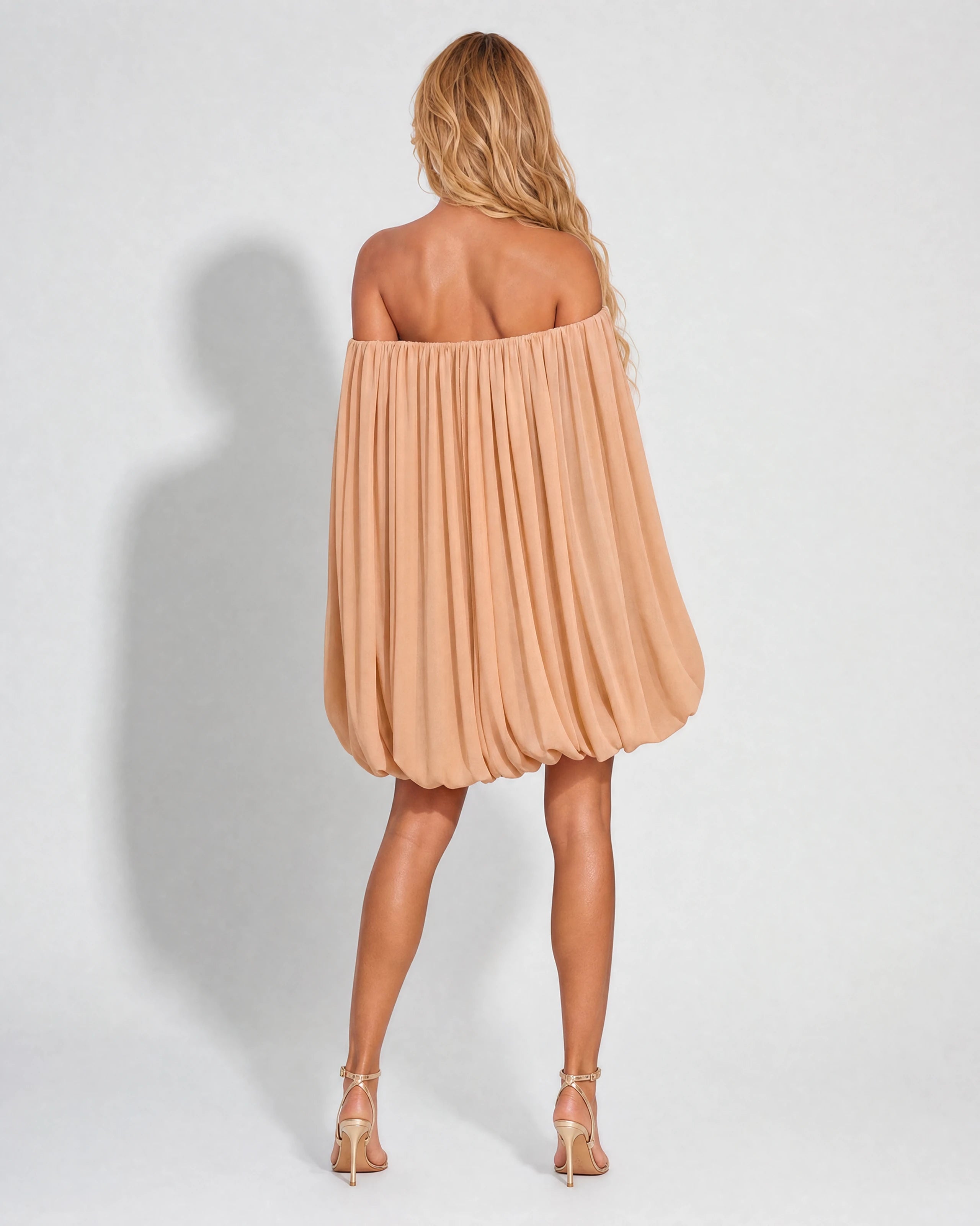 Eloise apricot mini dress - caped back