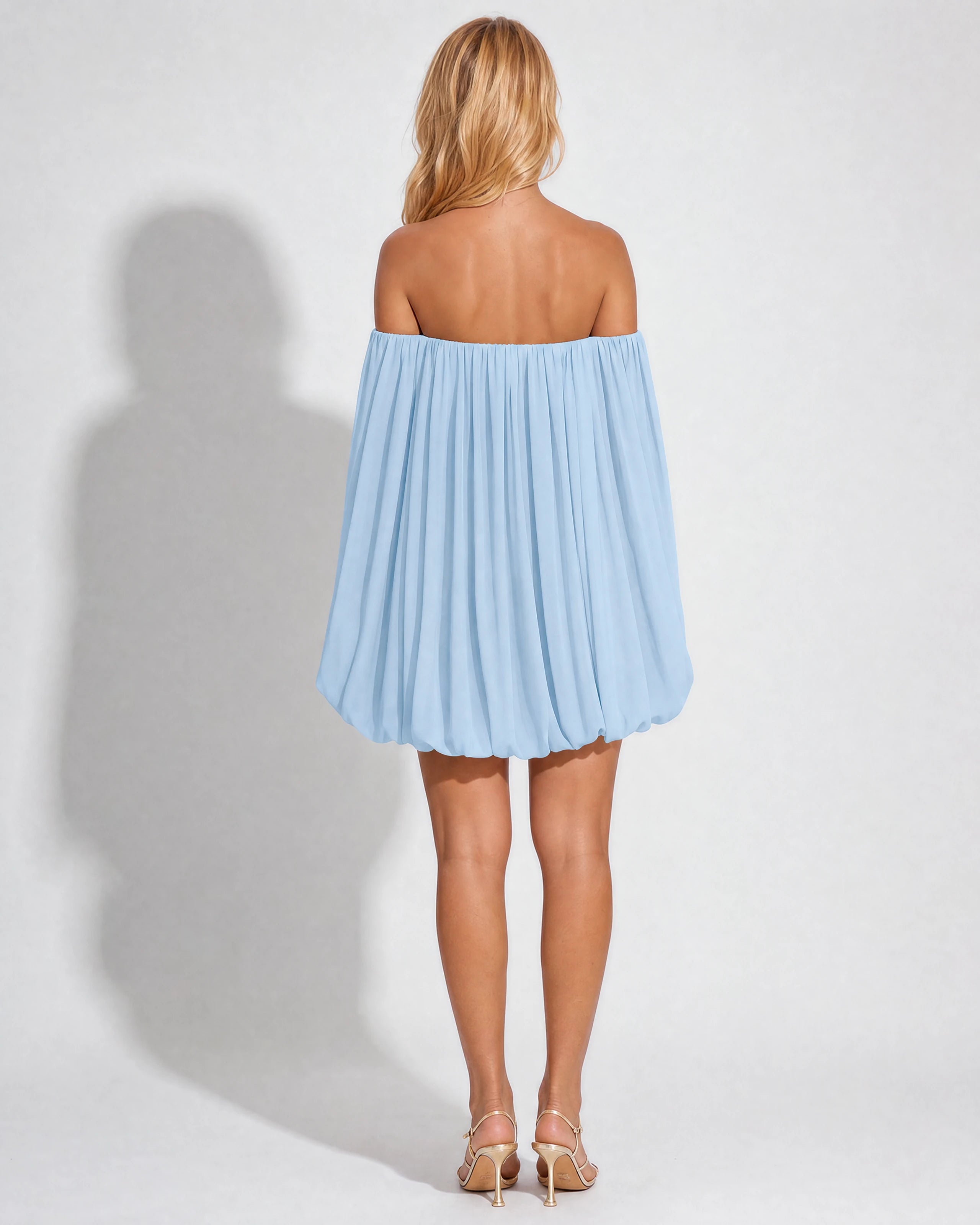 Eloise baby blue mini dress - caped back